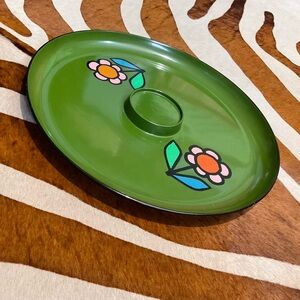 Vintage 60s Green Flower Lacquer Ware By Norleans Japan Tray